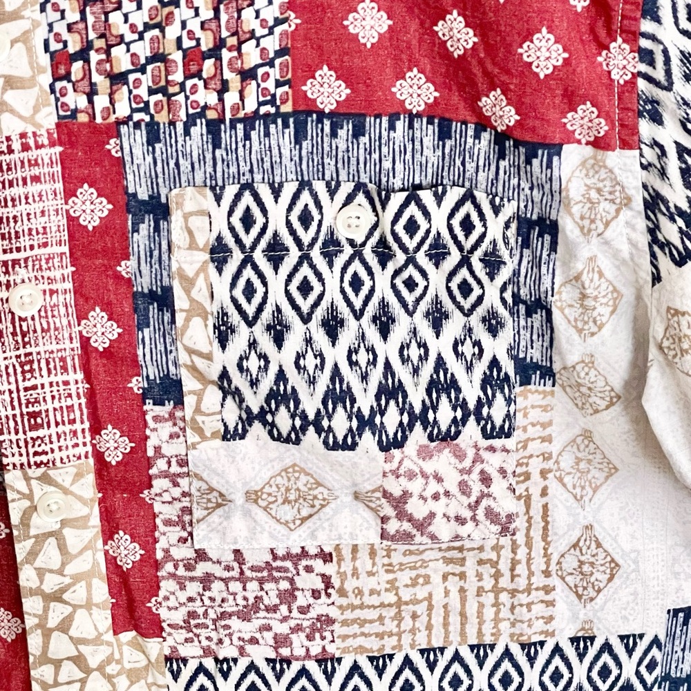 New American Eagle Flex Patchwork Print Short Sle… - image 4